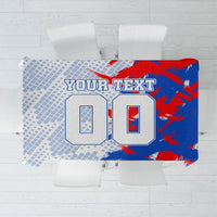 Personalized England Football Tablecloth Fierce Lion Mascot Abstract Brush Stroke