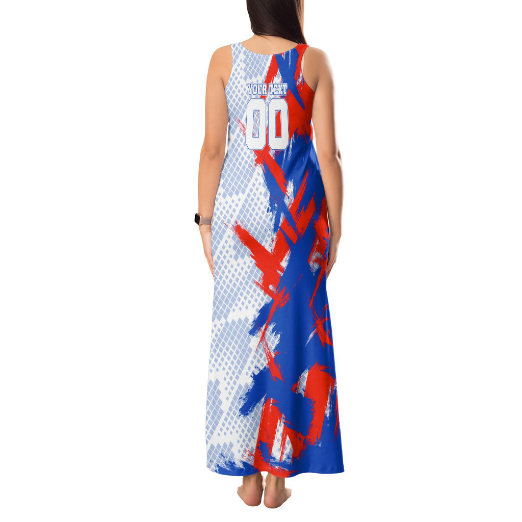 Personalized England Football Tank Maxi Dress Fierce Lion Mascot Abstract Brush Stroke