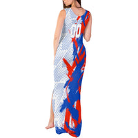 Personalized England Football Tank Maxi Dress Fierce Lion Mascot Abstract Brush Stroke