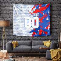 Personalized England Football Tapestry Fierce Lion Mascot Abstract Brush Stroke