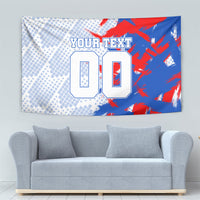 Personalized England Football Tapestry Fierce Lion Mascot Abstract Brush Stroke