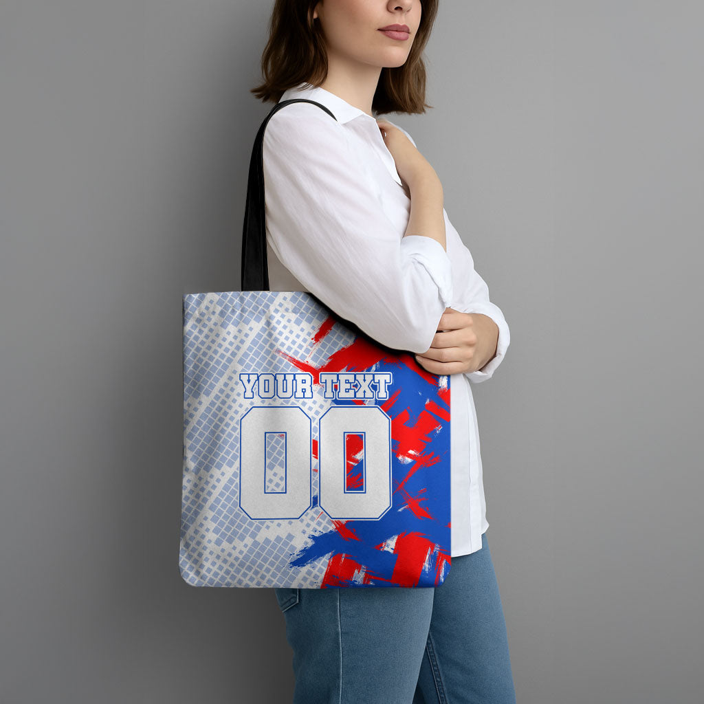 Personalized England Football Tote Bag Fierce Lion Mascot Abstract Brush Stroke