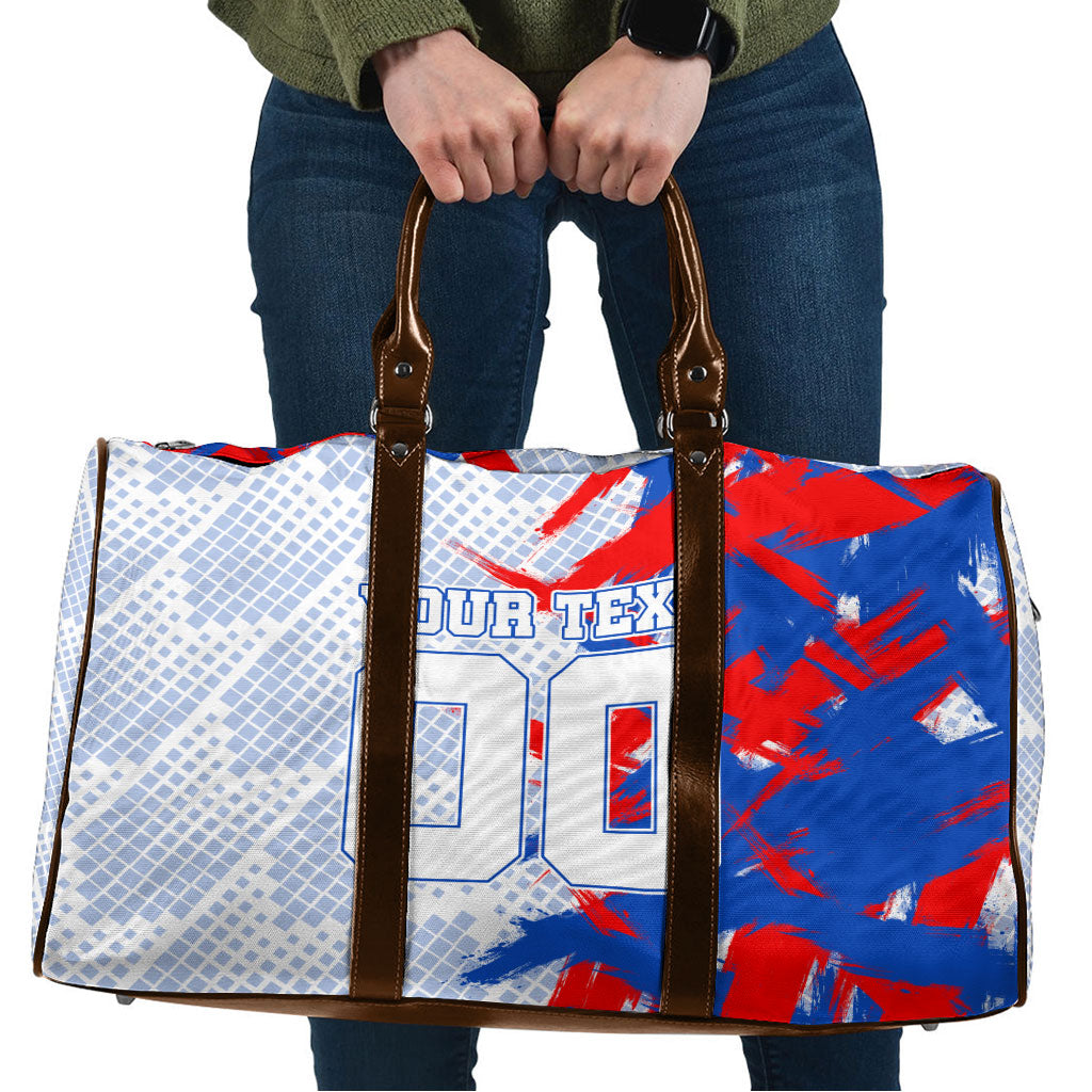 Personalized England Football Travel Bag Fierce Lion Mascot Abstract Brush Stroke
