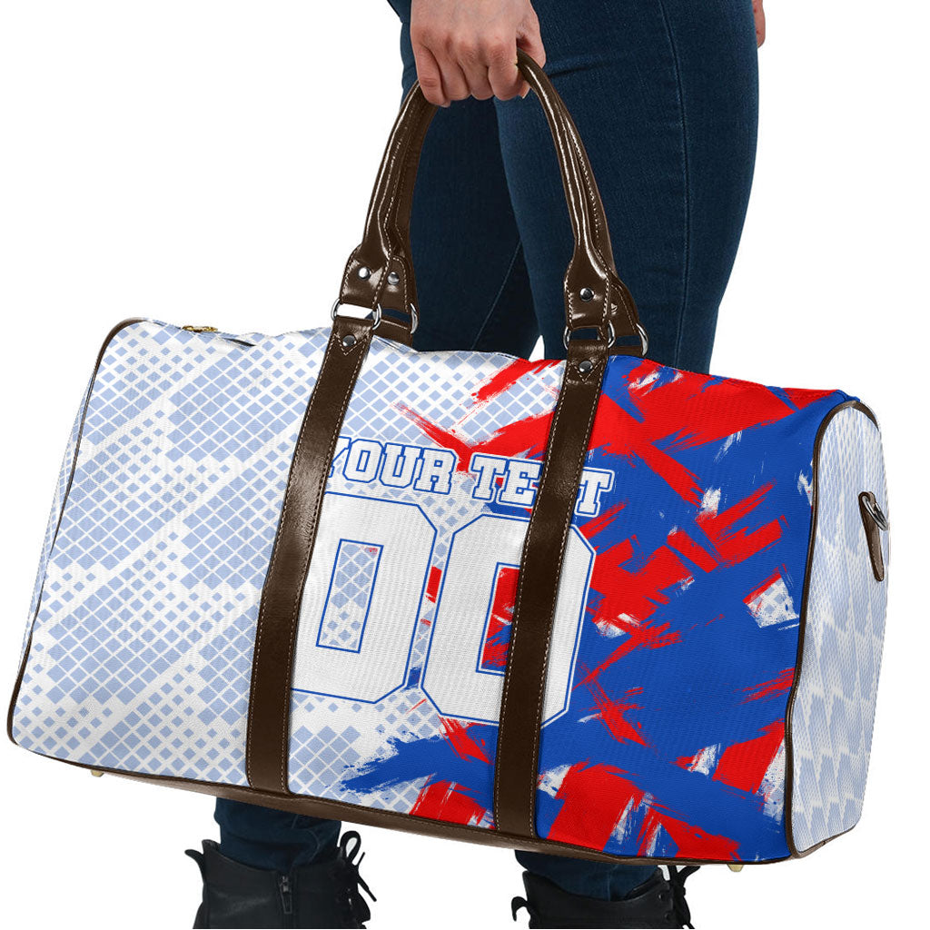 Personalized England Football Travel Bag Fierce Lion Mascot Abstract Brush Stroke