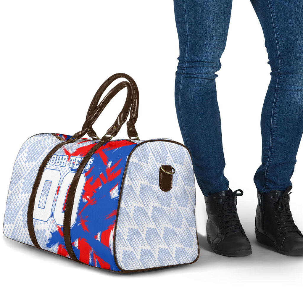 Personalized England Football Travel Bag Fierce Lion Mascot Abstract Brush Stroke