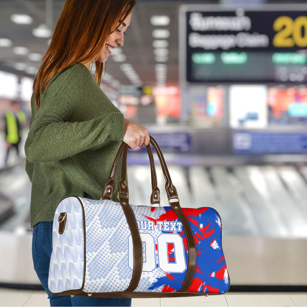 Personalized England Football Travel Bag Fierce Lion Mascot Abstract Brush Stroke