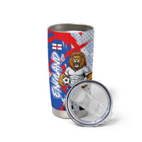 Personalized England Football Tumbler Cup Fierce Lion Mascot Abstract Brush Stroke