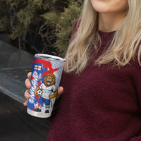 Personalized England Football Tumbler Cup Fierce Lion Mascot Abstract Brush Stroke