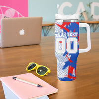 Personalized England Football Tumbler With Handle Fierce Lion Mascot Abstract Brush Stroke