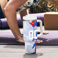 Personalized England Football Tumbler With Handle Fierce Lion Mascot Abstract Brush Stroke