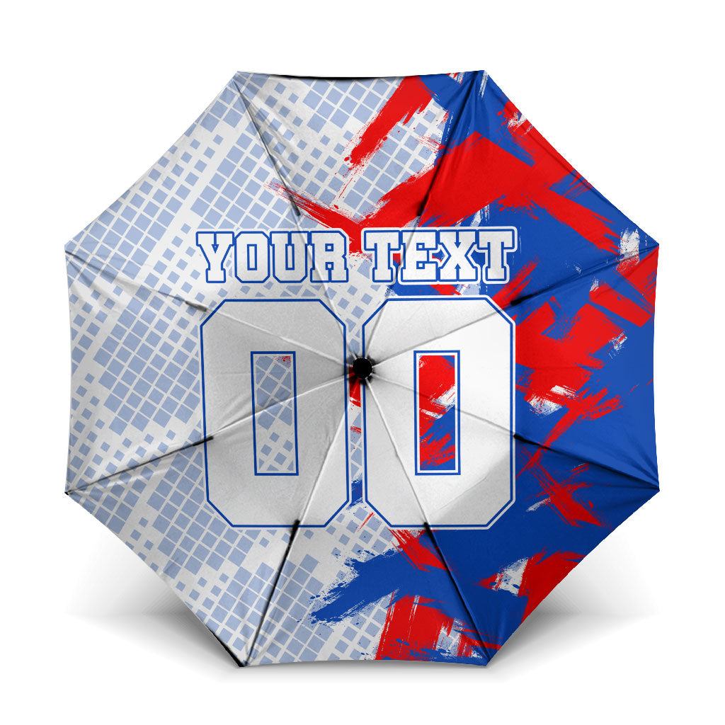 Personalized England Football Umbrella Fierce Lion Mascot Abstract Brush Stroke