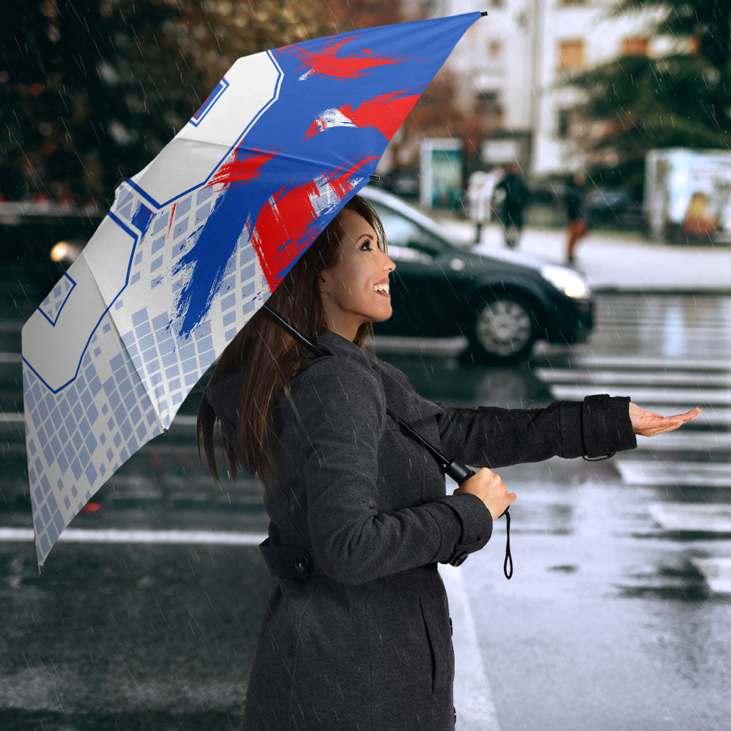 Personalized England Football Umbrella Fierce Lion Mascot Abstract Brush Stroke