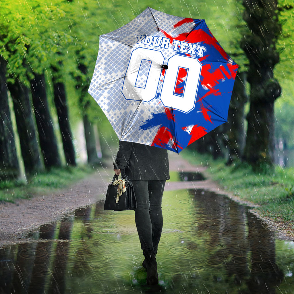 Personalized England Football Umbrella Fierce Lion Mascot Abstract Brush Stroke