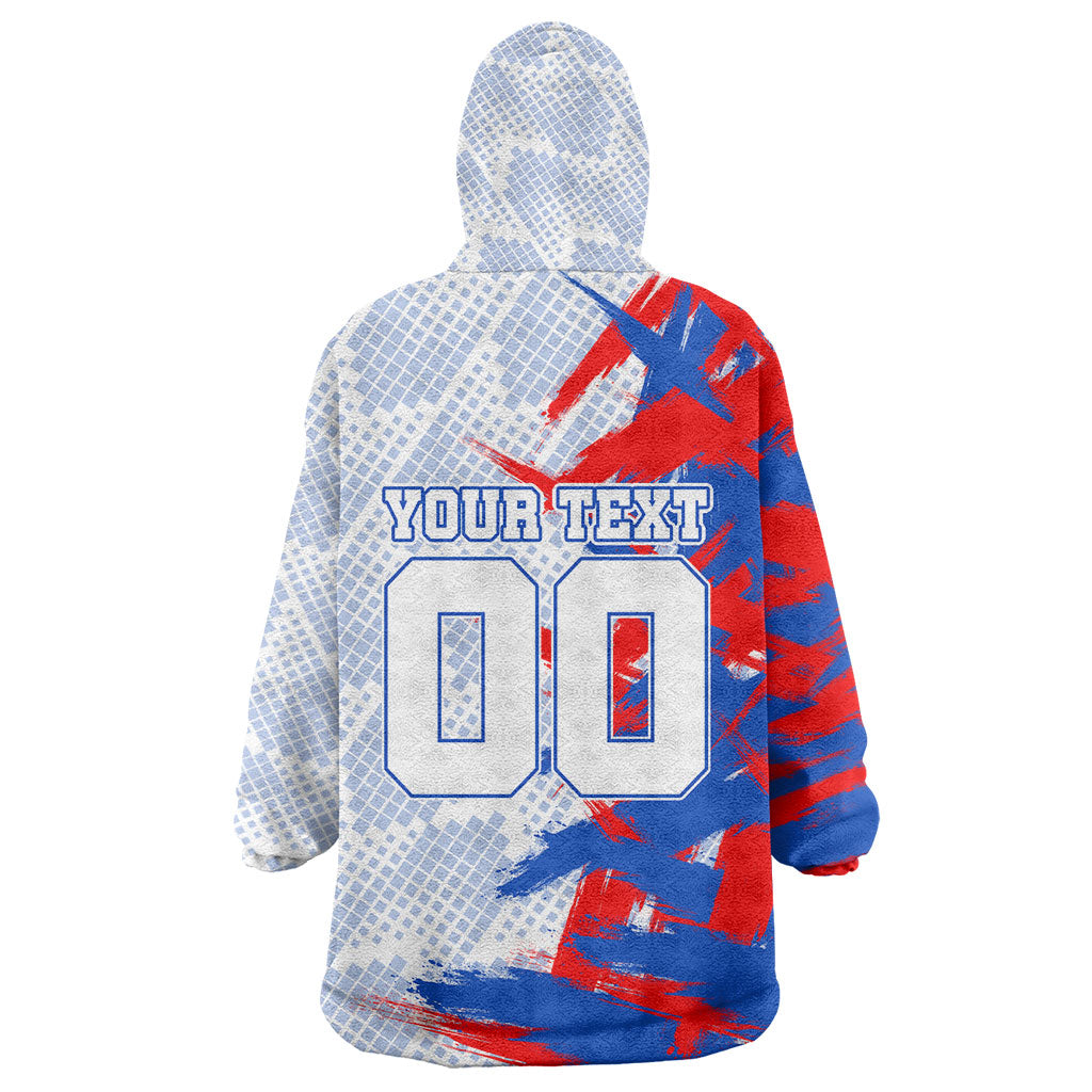 Personalized England Football Wearable Blanket Hoodie Fierce Lion Mascot Abstract Brush Stroke