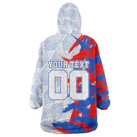 Personalized England Football Wearable Blanket Hoodie Fierce Lion Mascot Abstract Brush Stroke
