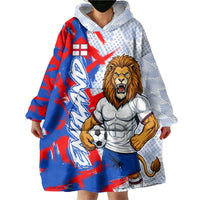 Personalized England Football Wearable Blanket Hoodie Fierce Lion Mascot Abstract Brush Stroke