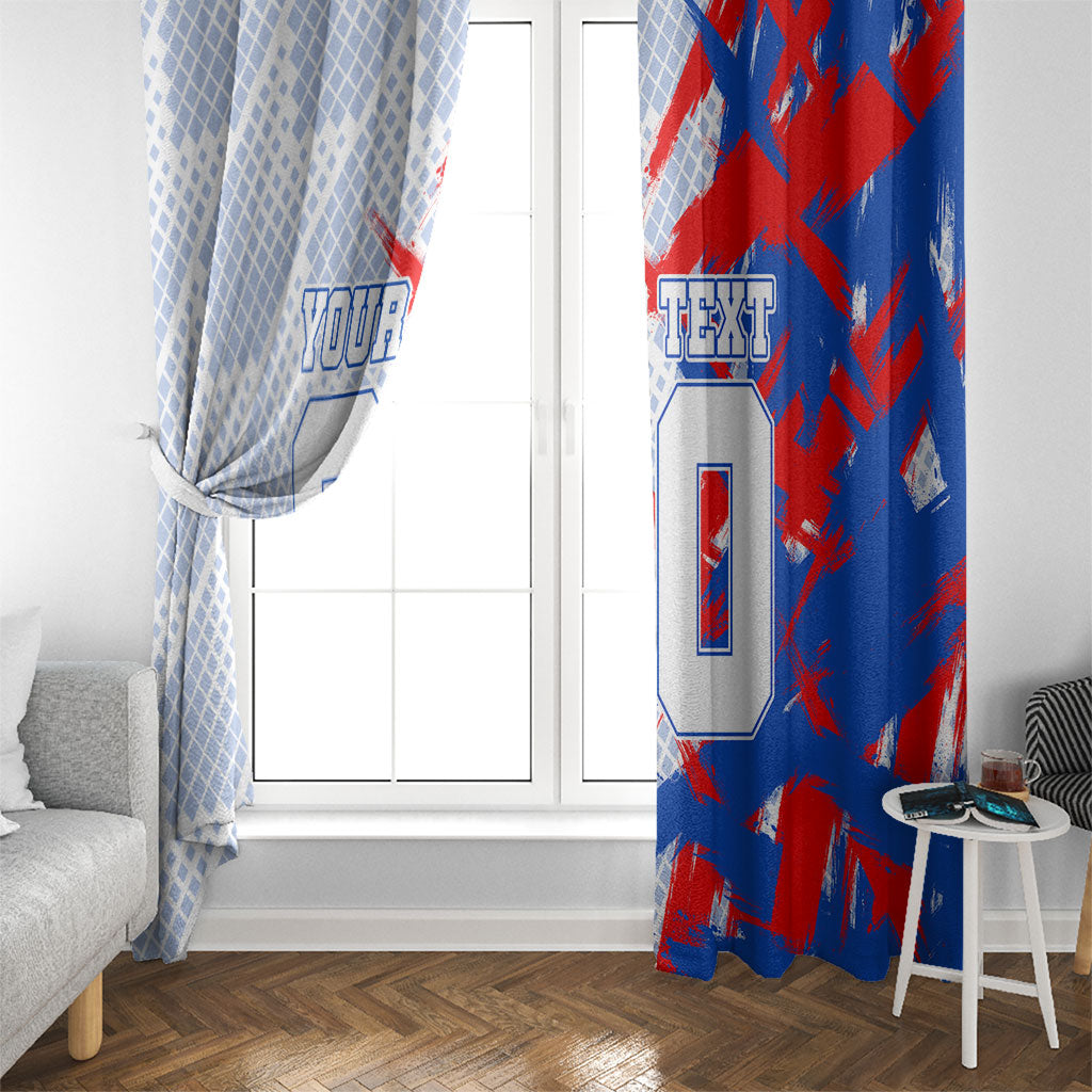 Personalized England Football Window Curtain Fierce Lion Mascot Abstract Brush Stroke
