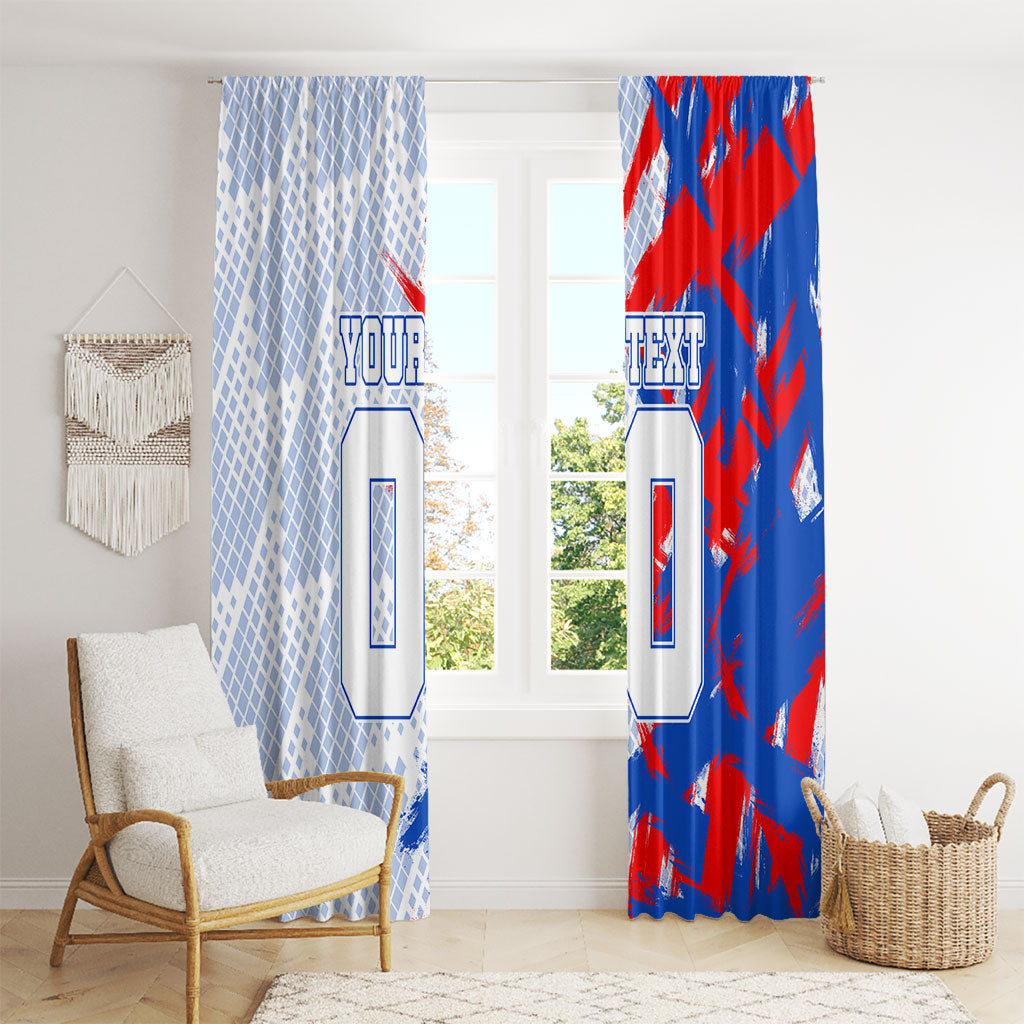 Personalized England Football Window Curtain Fierce Lion Mascot Abstract Brush Stroke