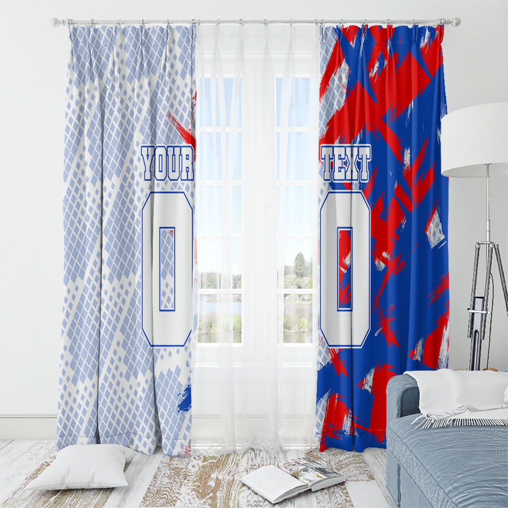 Personalized England Football Window Curtain Fierce Lion Mascot Abstract Brush Stroke