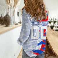 Personalized England Football Women Casual Shirt Fierce Lion Mascot Abstract Brush Stroke
