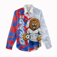 Personalized England Football Women Casual Shirt Fierce Lion Mascot Abstract Brush Stroke
