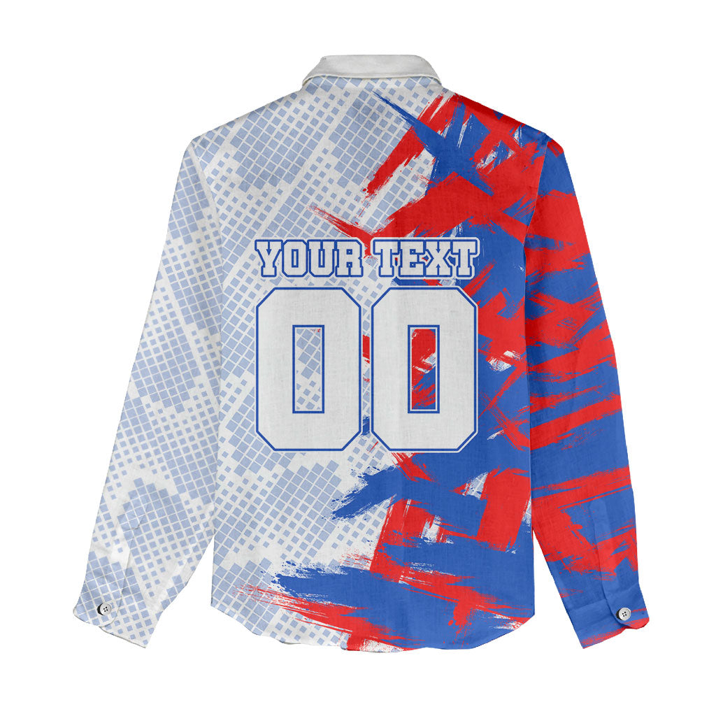 Personalized England Football Women Casual Shirt Fierce Lion Mascot Abstract Brush Stroke