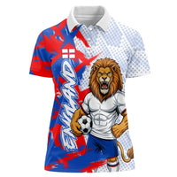 Personalized England Football Women Polo Shirt Fierce Lion Mascot Abstract Brush Stroke