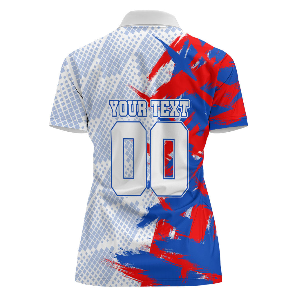 Personalized England Football Women Polo Shirt Fierce Lion Mascot Abstract Brush Stroke