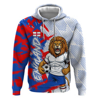 Personalized England Football Zip Hoodie Fierce Lion Mascot Abstract Brush Stroke