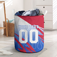 Personalized England Football Laundry Basket Dynamic Lion Athlete Red Blue Flame