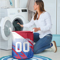Personalized England Football Laundry Basket Dynamic Lion Athlete Red Blue Flame