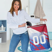 Personalized England Football Laundry Basket Dynamic Lion Athlete Red Blue Flame