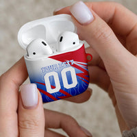 Personalized England Football AirPods Case Dynamic Lion Athlete Red Blue Flame