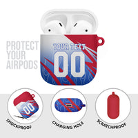 Personalized England Football AirPods Case Dynamic Lion Athlete Red Blue Flame