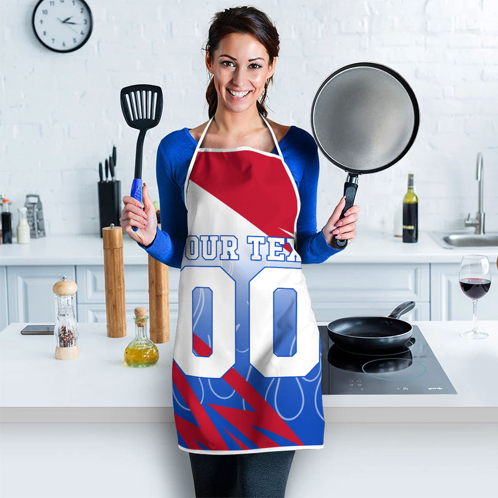 Personalized England Football Apron Dynamic Lion Athlete Red Blue Flame