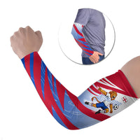 Personalized England Football Arm Sleeves Dynamic Lion Athlete Red Blue Flame