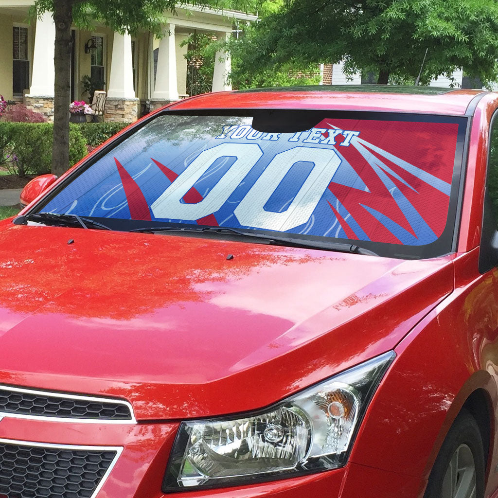 Personalized England Football Auto Sun Shade Dynamic Lion Athlete Red Blue Flame
