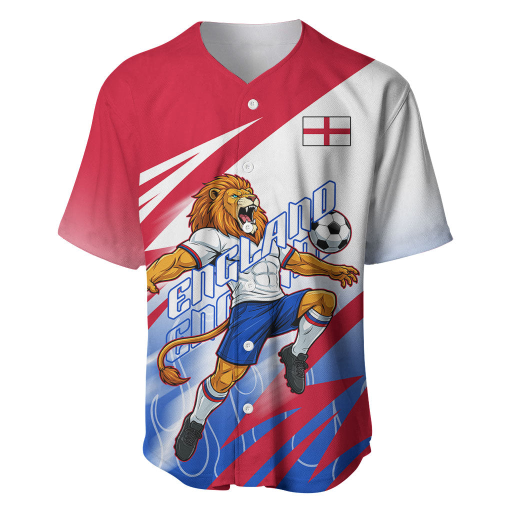 Personalized England Football Baseball Jersey Dynamic Lion Athlete Red Blue Flame