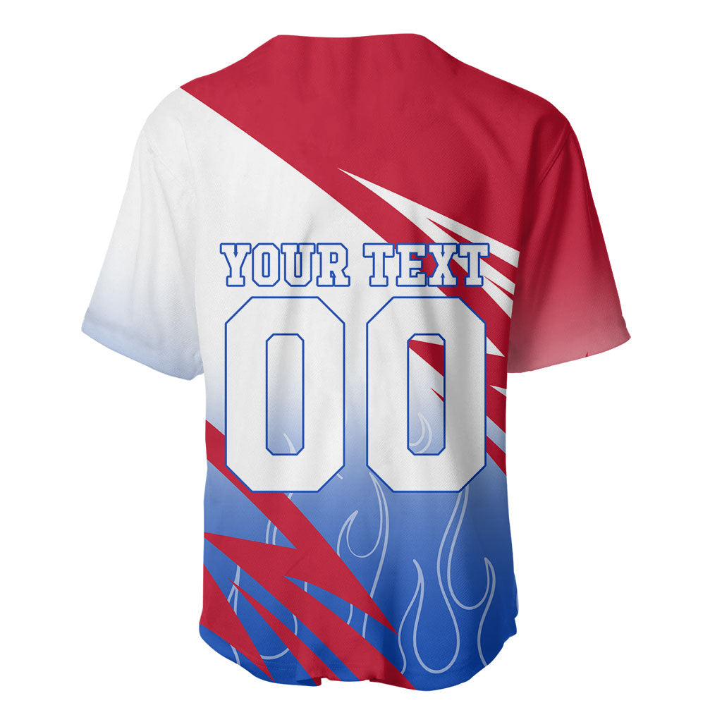 Personalized England Football Baseball Jersey Dynamic Lion Athlete Red Blue Flame