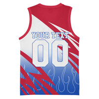 Personalized England Football Basketball Jersey Dynamic Lion Athlete Red Blue Flame