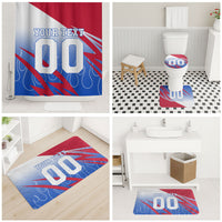 Personalized England Football Bathroom Set Dynamic Lion Athlete Red Blue Flame