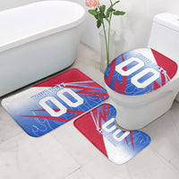 Personalized England Football Bathroom Set Dynamic Lion Athlete Red Blue Flame