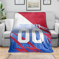 Personalized England Football Blanket Dynamic Lion Athlete Red Blue Flame