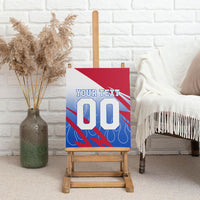 Personalized England Football Canvas Wall Art Dynamic Lion Athlete Red Blue Flame