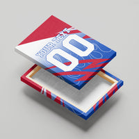 Personalized England Football Canvas Wall Art Dynamic Lion Athlete Red Blue Flame
