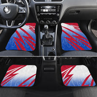 Personalized England Football Car Mats Dynamic Lion Athlete Red Blue Flame