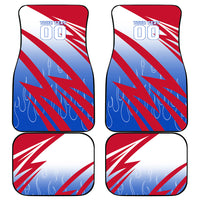 Personalized England Football Car Mats Dynamic Lion Athlete Red Blue Flame