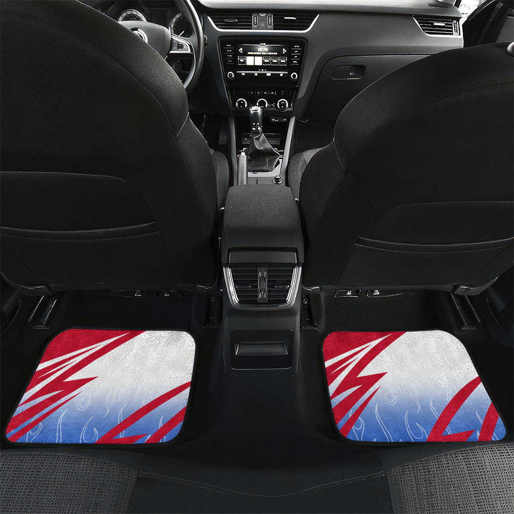 Personalized England Football Car Mats Dynamic Lion Athlete Red Blue Flame