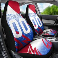 Personalized England Football Car Seat Cover Dynamic Lion Athlete Red Blue Flame