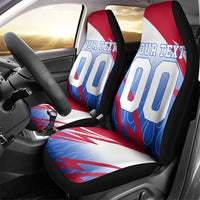 Personalized England Football Car Seat Cover Dynamic Lion Athlete Red Blue Flame